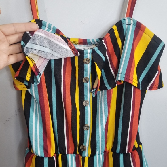 Eye Candy Juniors Med/Womens SM Ruffle Front Crepe Jumpsuit Multicolored - Picture 5 of 14